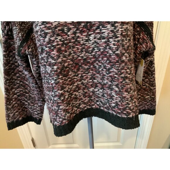 John + Jenn Purple & Black Striped Mock Neck Knit Sweater, Size S - Picture 3 of 8